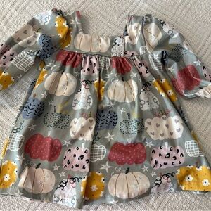 Colorful Pumpkin Print Kids Casual Dress